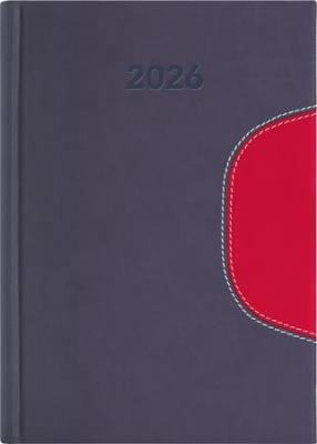 Naptár, tervező, A5, napi, DAYLINER "Memphis", szürke-piros