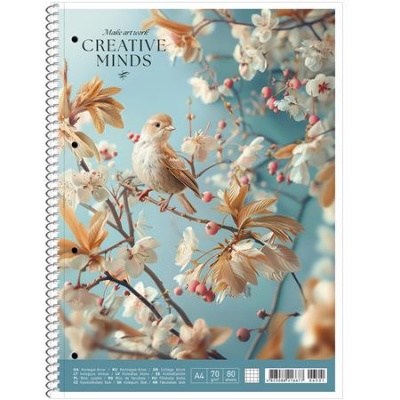 Spirálfüzet, A4, kockás, 80 lap, SHOLYARYK "College Block Creative Minds", vegyes